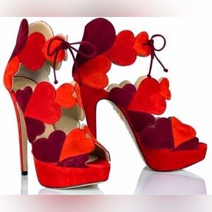 Red Charlotte Olympia Love Me Paltform Heels Sz 40